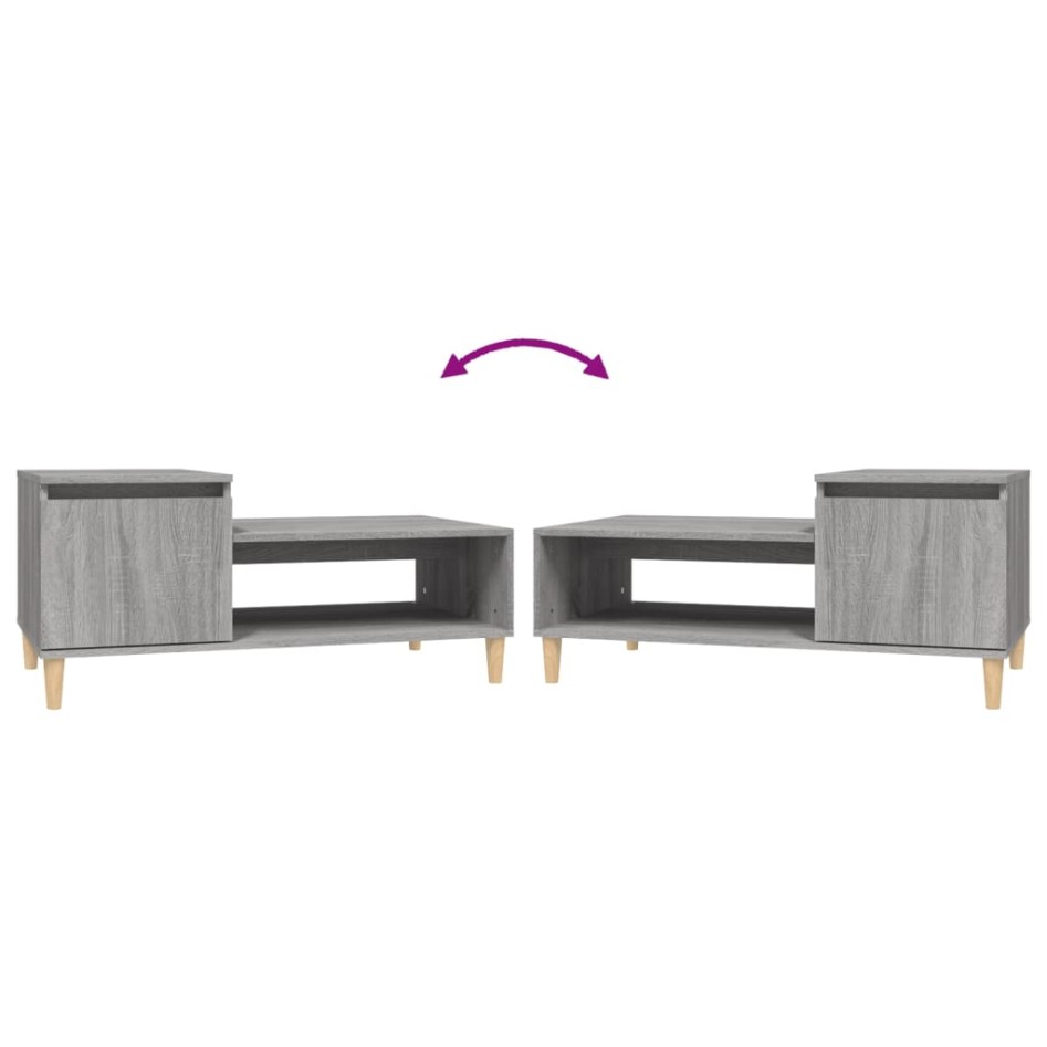 Mesa de centro madera contrachapada gris Sonoma 100x50x45