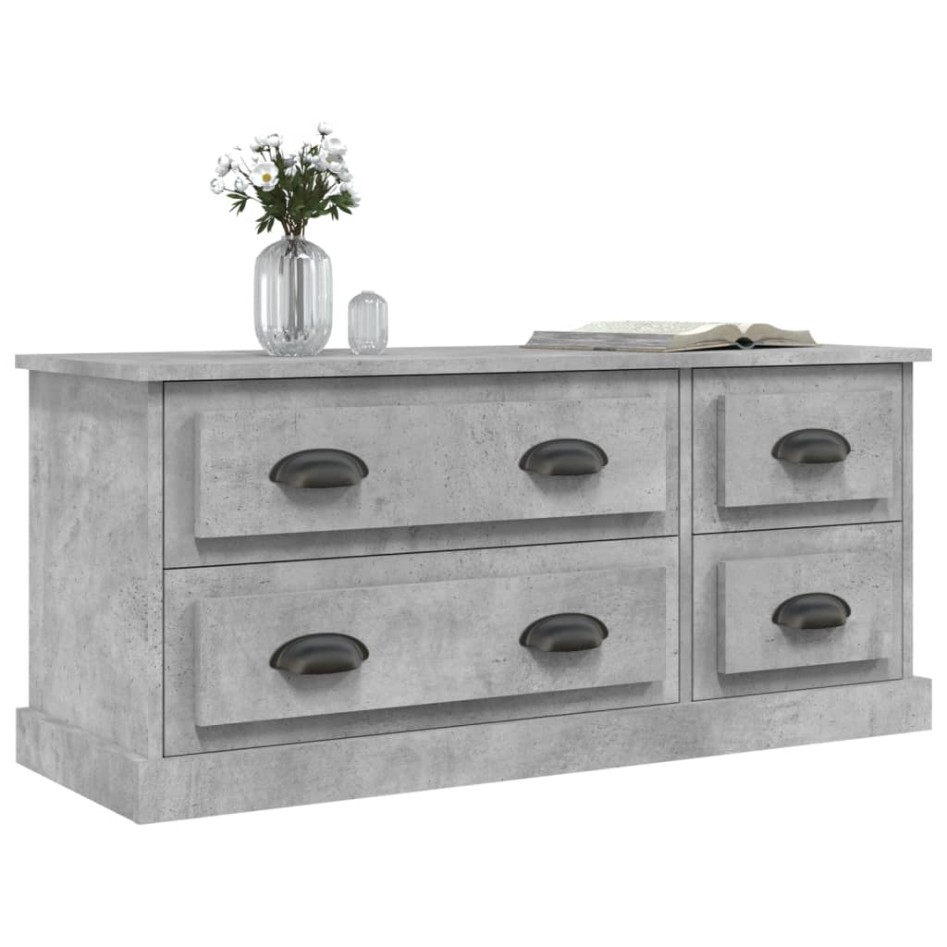 Mueble de TV madera contrachapada gris hormigón 100x35,5x45