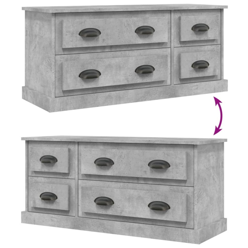 Mueble de TV madera contrachapada gris hormigón 100x35,5x45