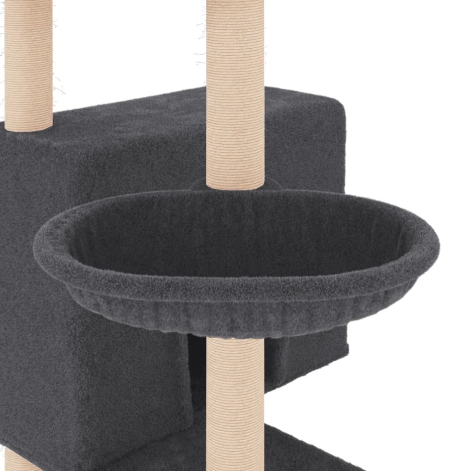 Rascador para gatos con postes de sisal gris oscuro 143