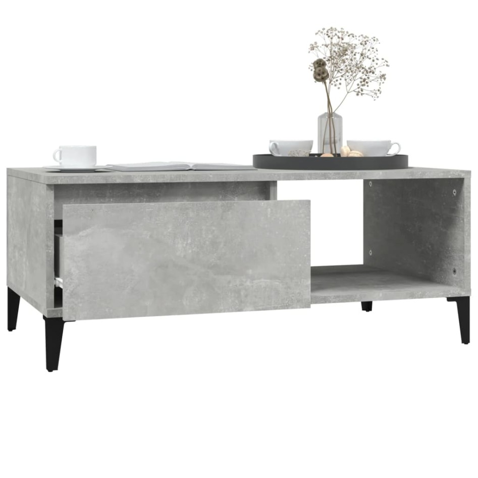 Mesa de centro madera contrachapada gris hormigón 90x50x36,5