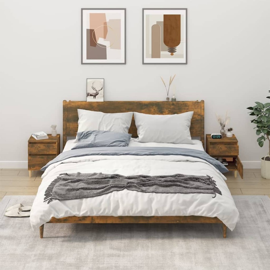 Mesitas de noche 2 unidades roble ahumado 40x35x50