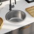 Fregadero de cocina con colador y sifón de acero