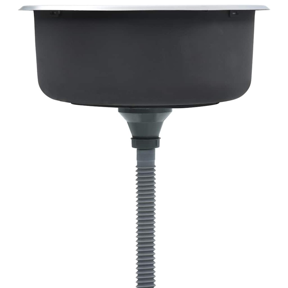 Fregadero de cocina con colador y sifón de acero