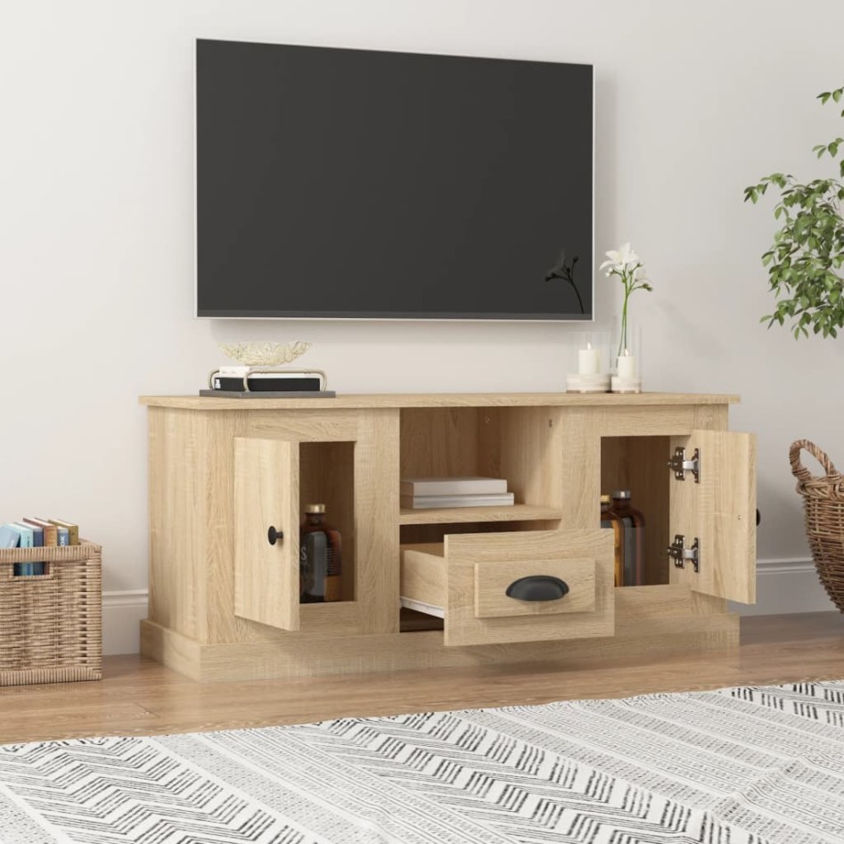 Mueble para TV madera contrachapada roble Sonoma 100x35,5x45