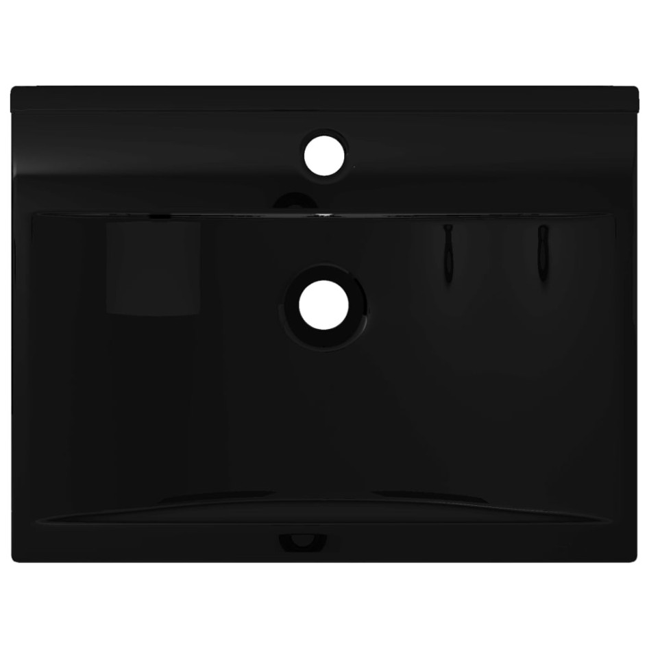 Lavabo rectangular cerámica orificio de grifo negro 60x46