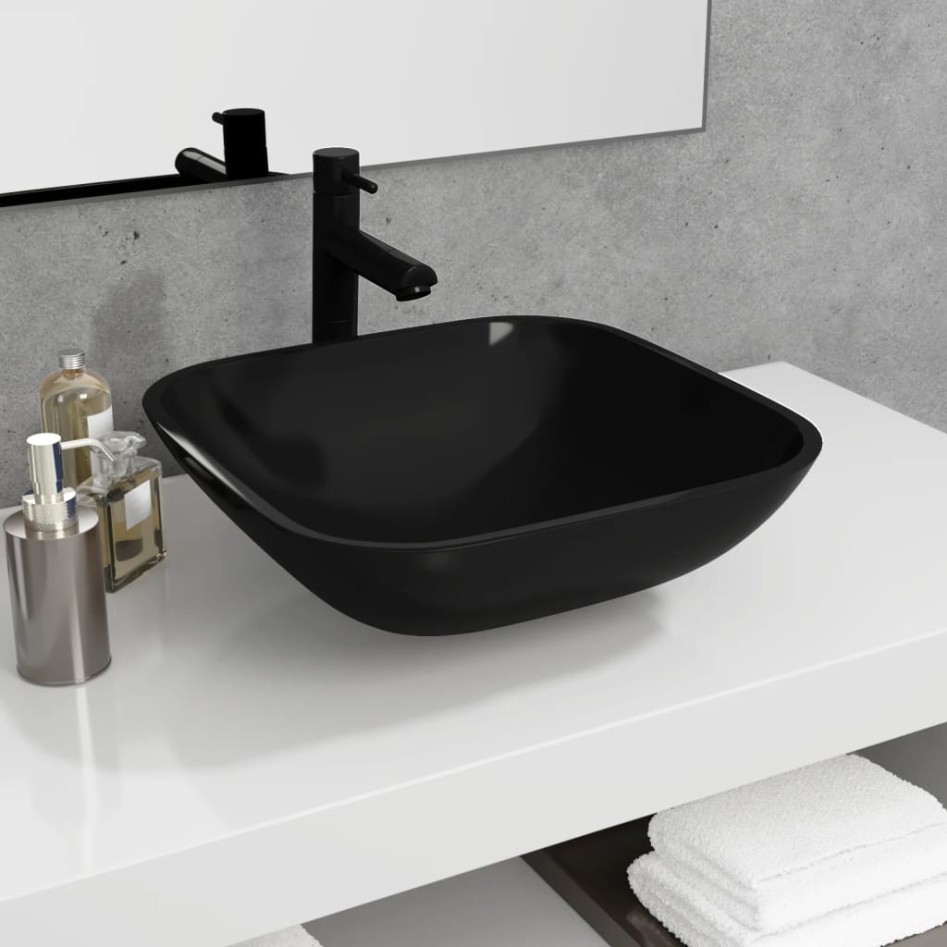 Lavabo de vidrio negro 42x42x14