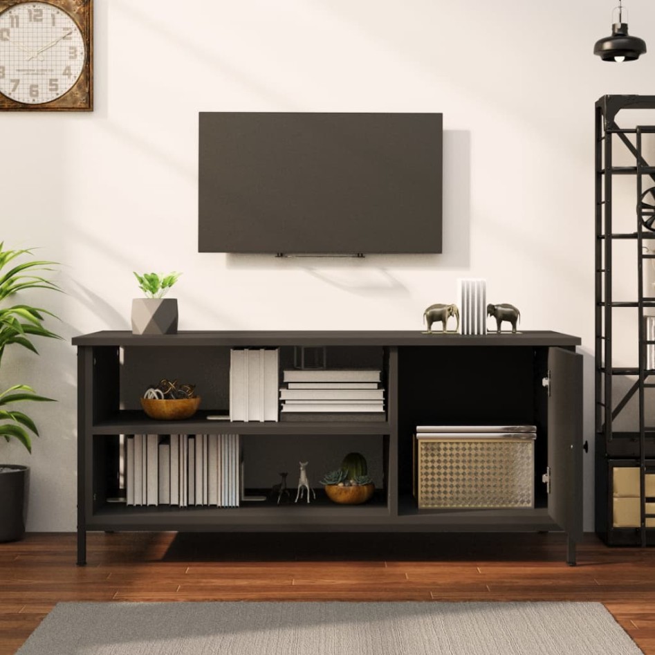 Mueble de TV madera contrachapada negro 100x40x45