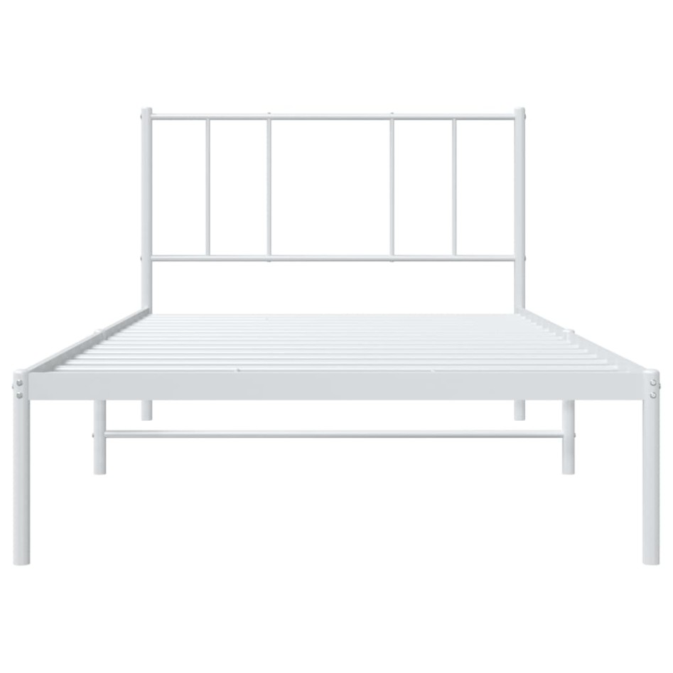 Estructura cama sin colchón con cabecero metal blanco 90x200