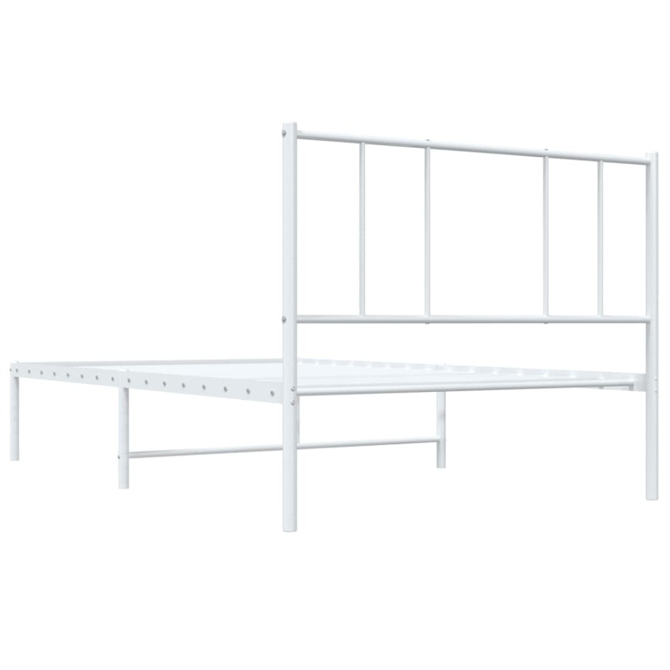 Estructura cama sin colchón con cabecero metal blanco 90x200