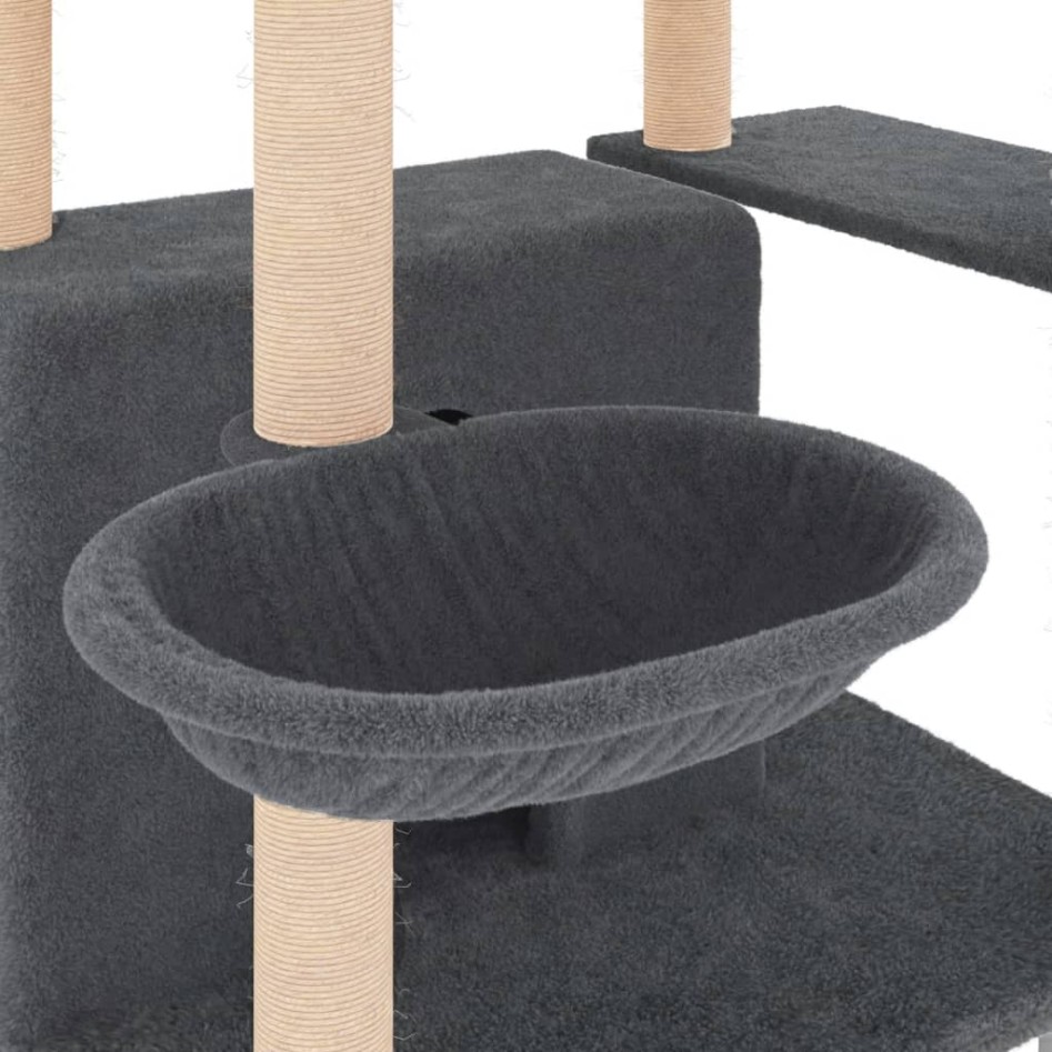 Rascador para gatos con postes de sisal gris oscuro 166