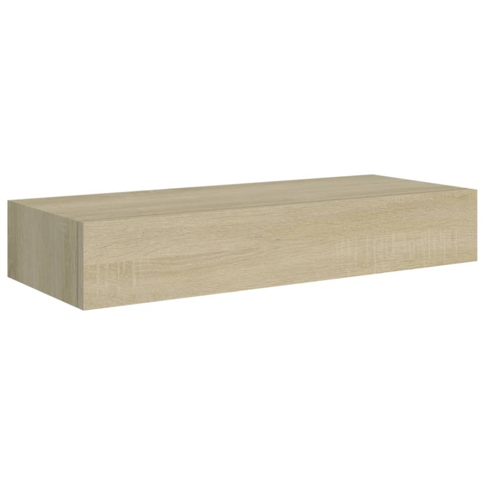 Estante con cajón de pared MDF roble 60x23,5x10