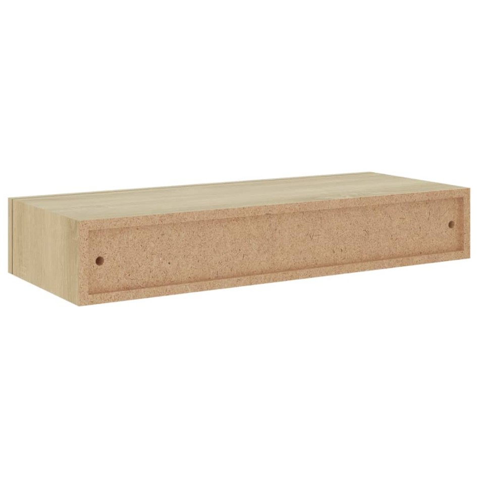 Estante con cajón de pared MDF roble 60x23,5x10