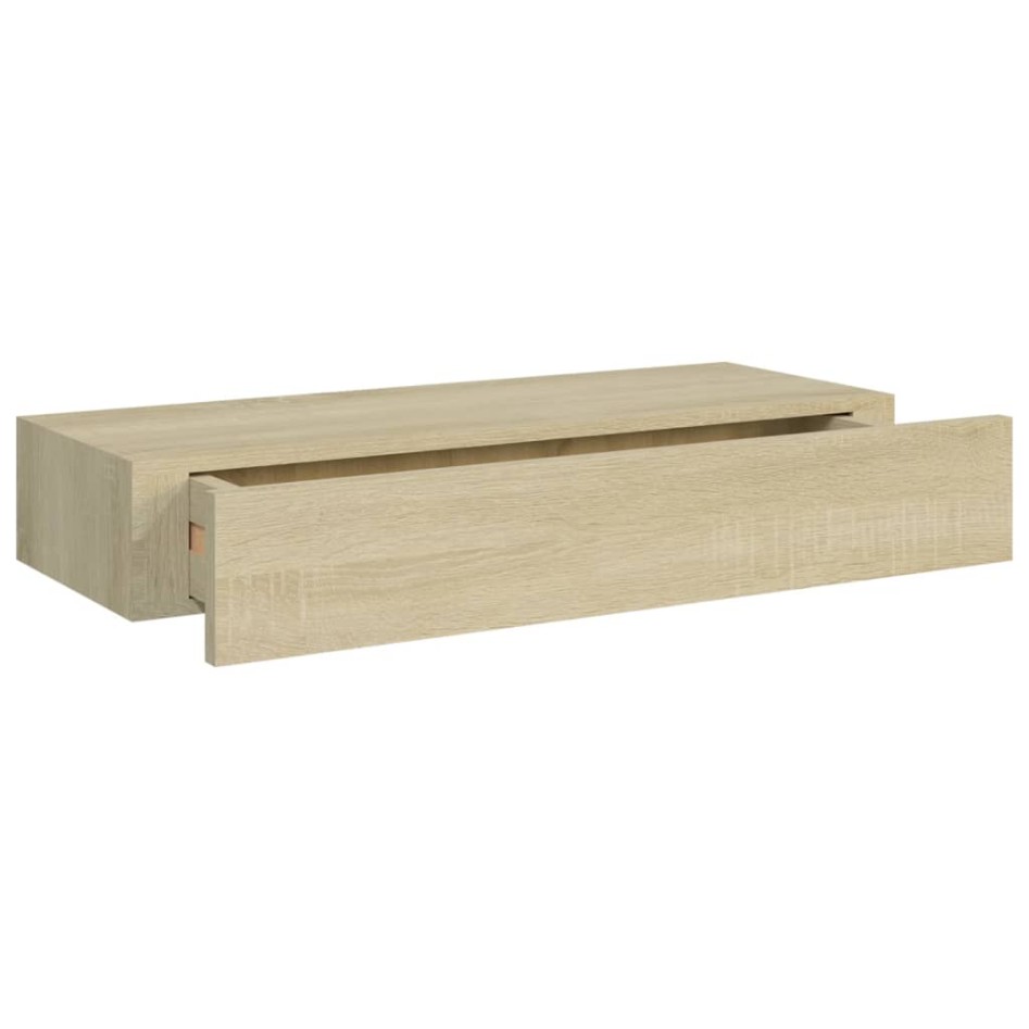 Estante con cajón de pared MDF roble 60x23,5x10