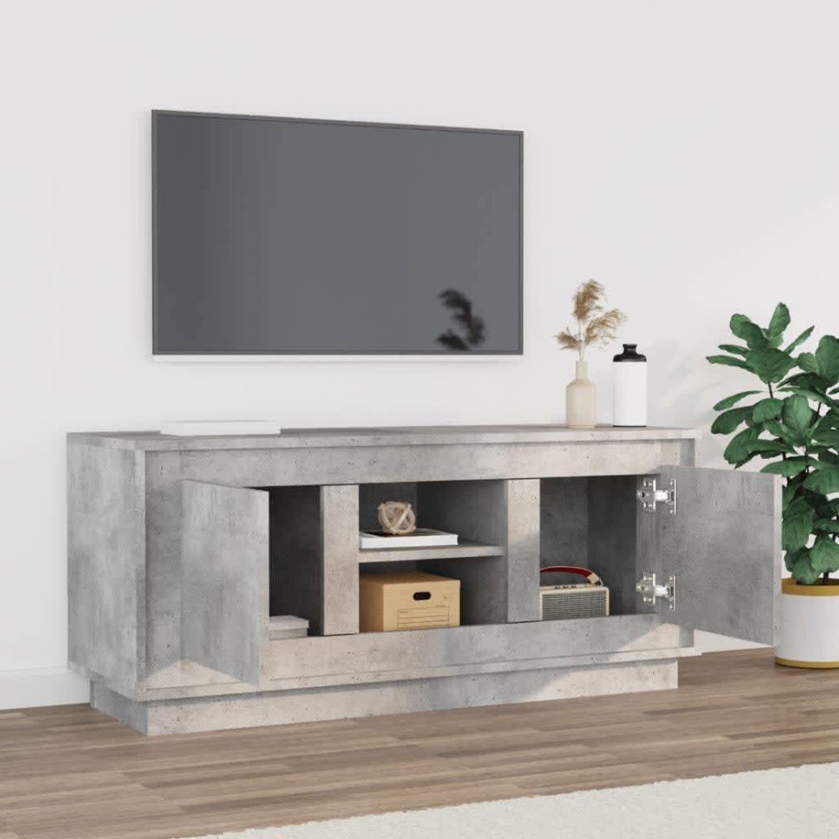 Mueble de TV madera contrachapada gris hormigón 102x35x45
