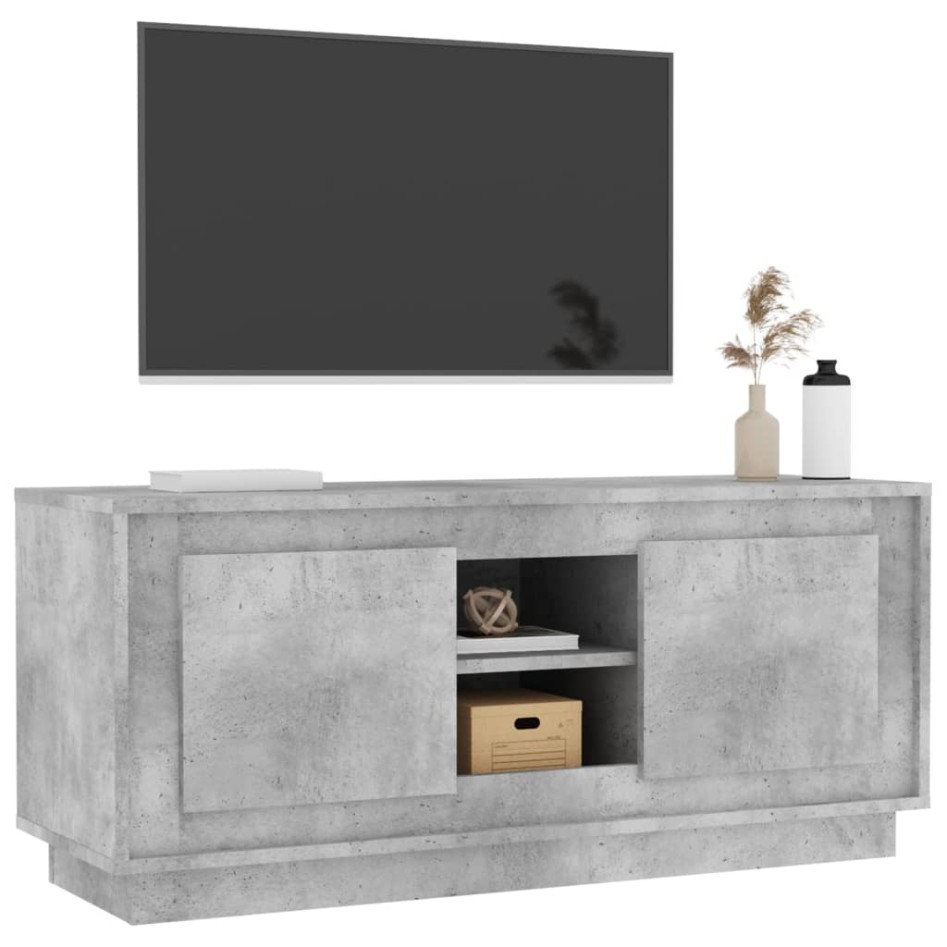 Mueble de TV madera contrachapada gris hormigón 102x35x45