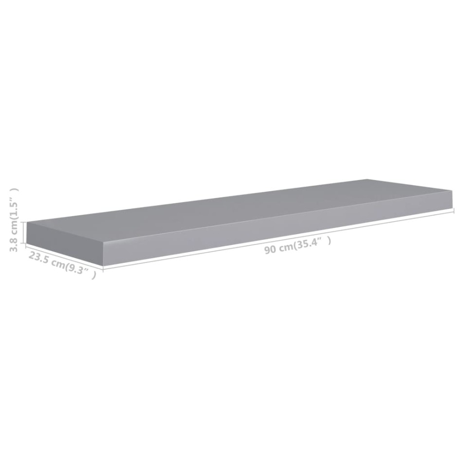 Estantes flotantes de pared 4 uds MDF gris 90x23,5x3,8