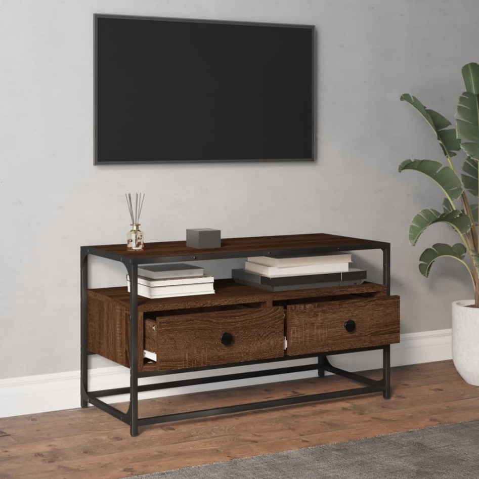 Mueble para TV madera contrachapada roble marrón 80x35x45