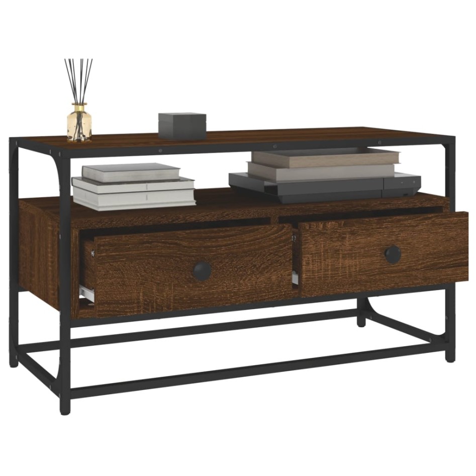 Mueble para TV madera contrachapada roble marrón 80x35x45