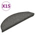 Alfombras de peldaños de escalera 15 uds gris oscuro 56x17x3