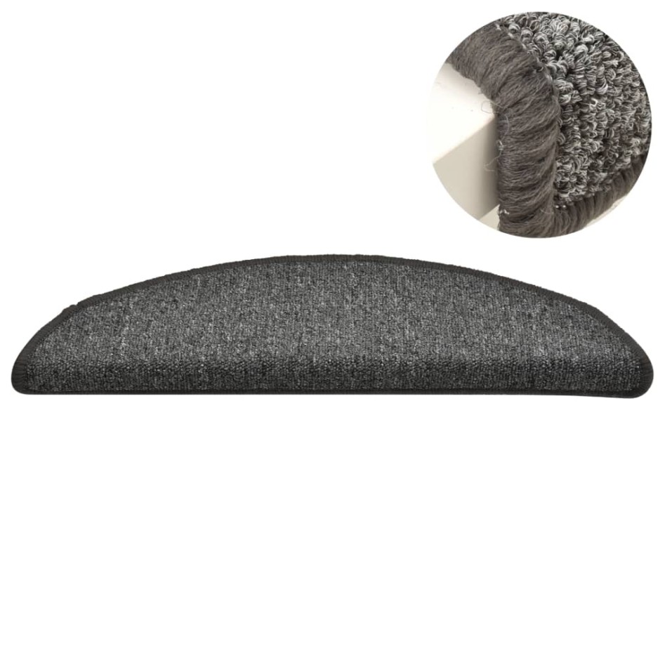 Alfombras de peldaños de escalera 15 uds gris oscuro 56x17x3