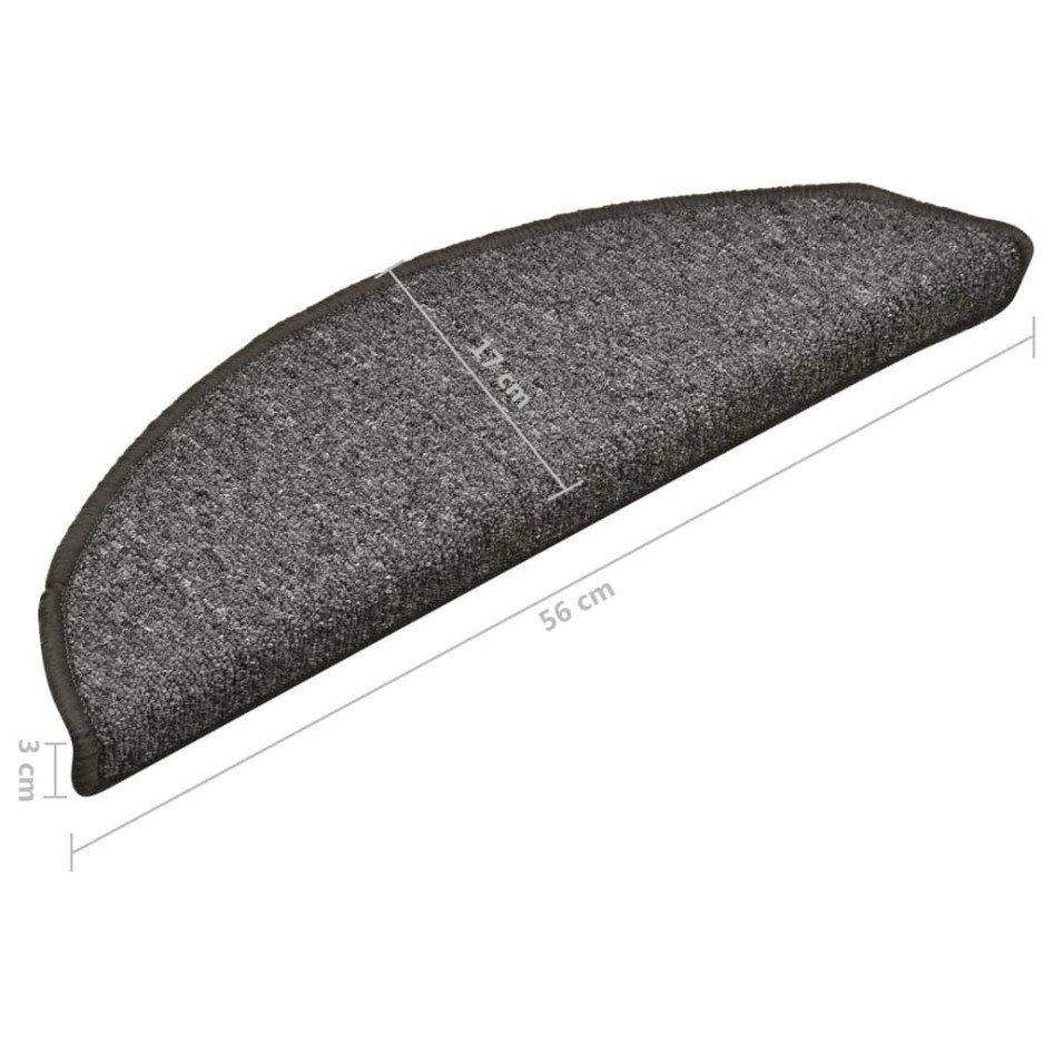 Alfombras de peldaños de escalera 15 uds gris oscuro 56x17x3