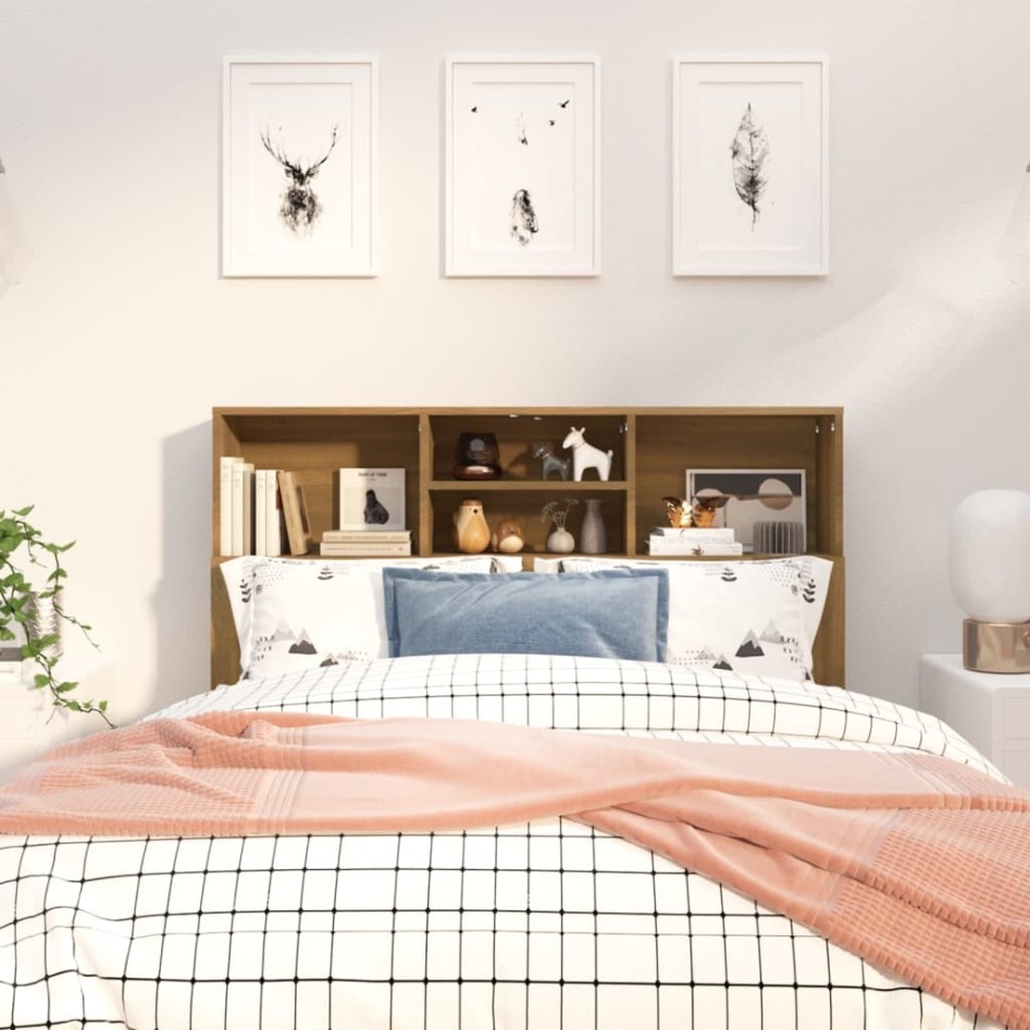 Mueble cabecero marrón roble 120x19x103,5