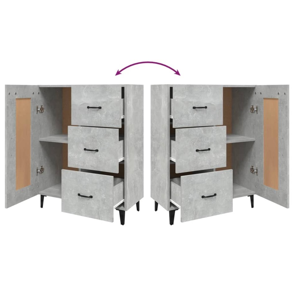 Aparador de madera contrachapada gris hormigón 69,5x34x90