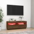 Mueble de TV con luces LED marrón roble 100x35x40