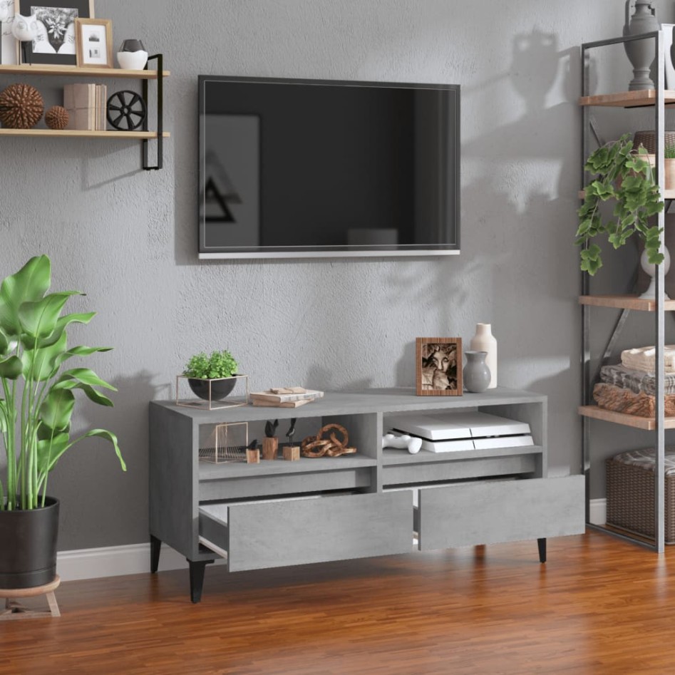 Mueble de TV madera contrachapada gris hormigón