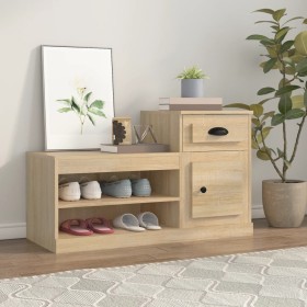 Mueble zapatero madera contrachapada roble Sonoma 100x42x60