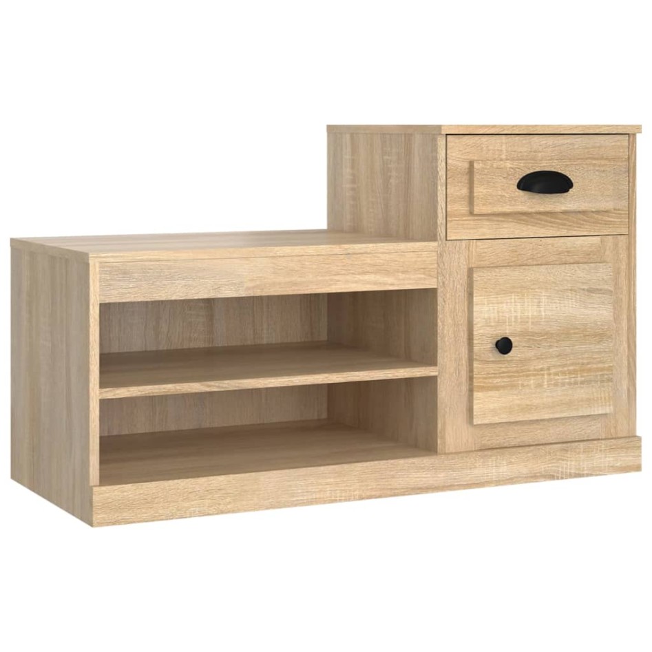 Mueble zapatero madera contrachapada roble Sonoma 100x42x60