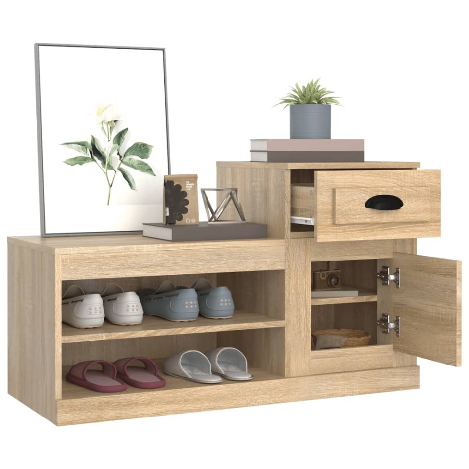 Mueble zapatero madera contrachapada roble Sonoma 100x42x60