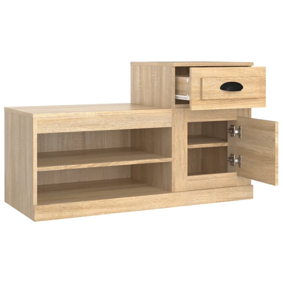 Mueble zapatero madera contrachapada roble Sonoma 100x42x60