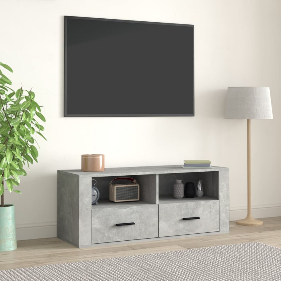 Mueble para TV contrachapada gris hormigón 100x35x40