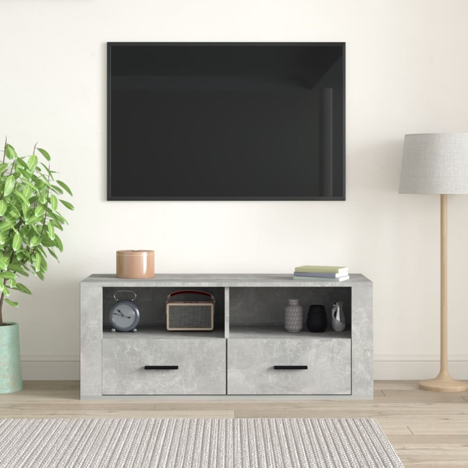 Mueble para TV contrachapada gris hormigón 100x35x40