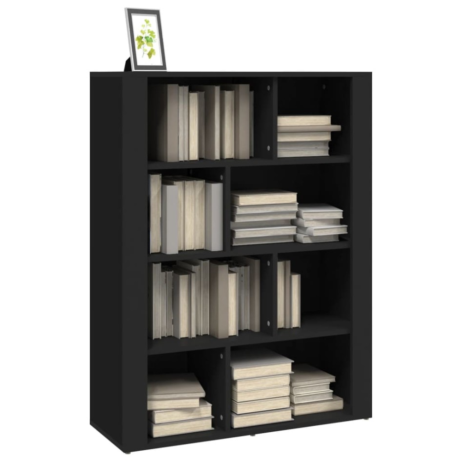 Aparador de madera contrachapada negro 80x30x106