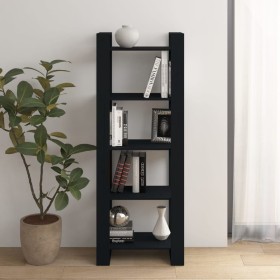 Estantería/divisor de espacios madera maciza negro 60x35x160