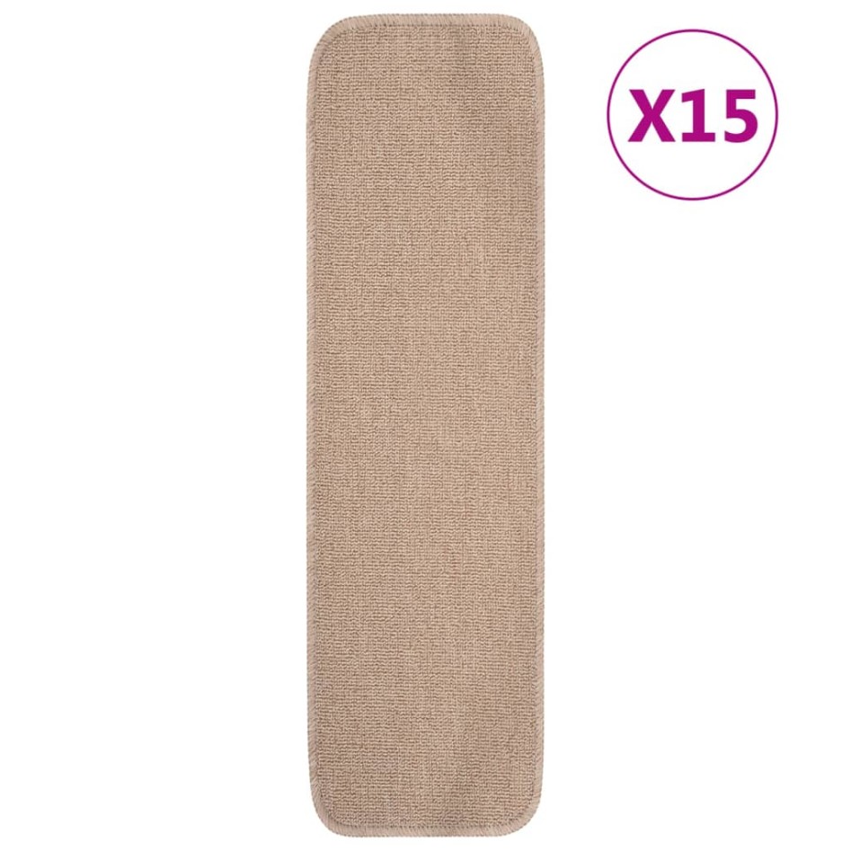 Alfombrillas de escalera 15 uds beige rectangular 75x20