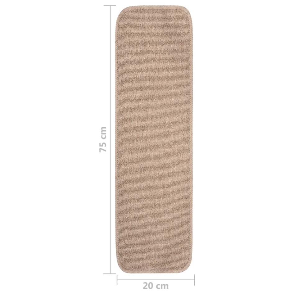 Alfombrillas de escalera 15 uds beige rectangular 75x20