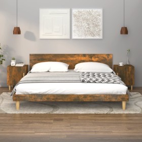 Mesitas de noche 2 uds madera contrachapada color roble