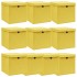 Cajas de almacenaje con tapas 10 uds tela amarillo 32x32x32