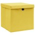 Cajas de almacenaje con tapas 10 uds tela amarillo 32x32x32