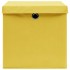 Cajas de almacenaje con tapas 10 uds tela amarillo 32x32x32