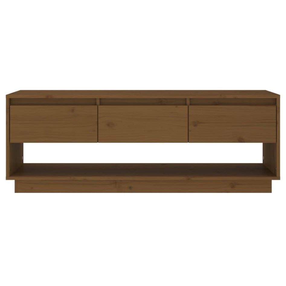 Mueble de TV madera maciza de pino marrón miel 110,5x34x40
