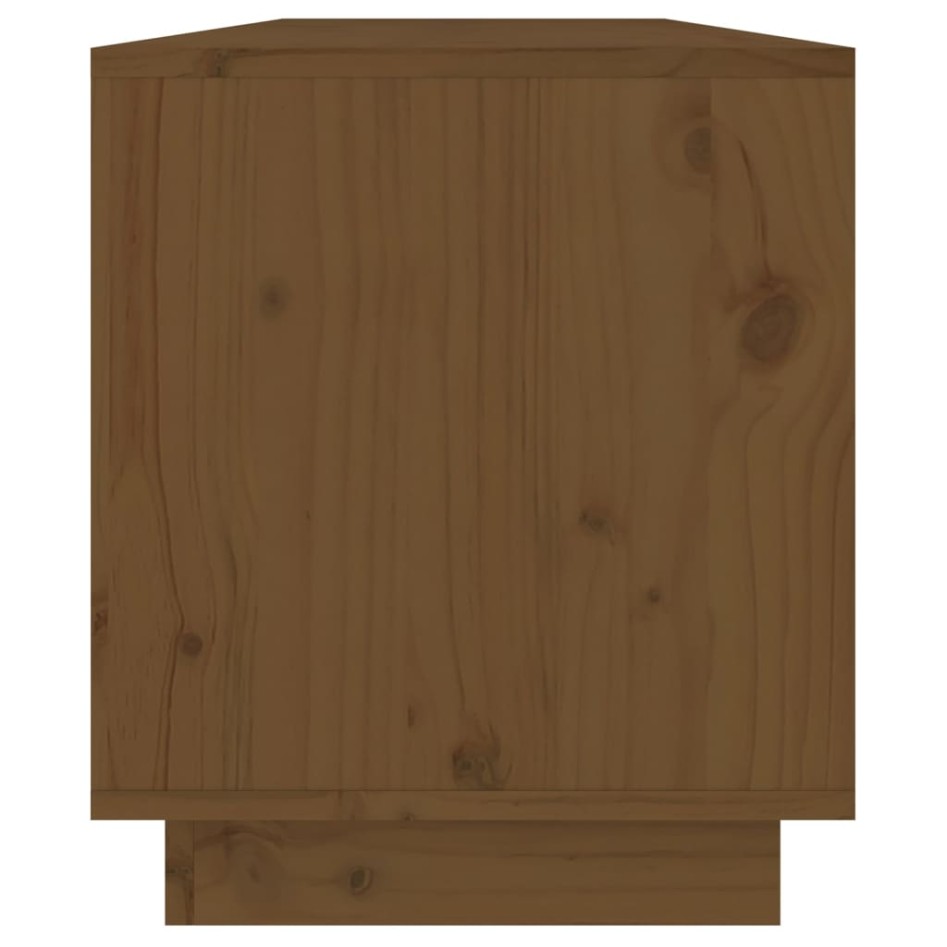 Mueble de TV madera maciza de pino marrón miel 110,5x34x40