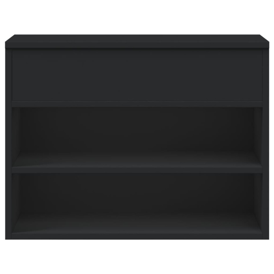 Banco zapatero de madera de ingeniería negro 60x30x45