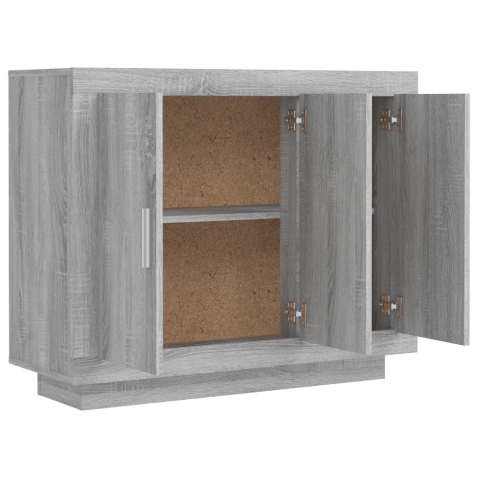 Aparador de madera contrachapada gris Sonoma 92x35x75