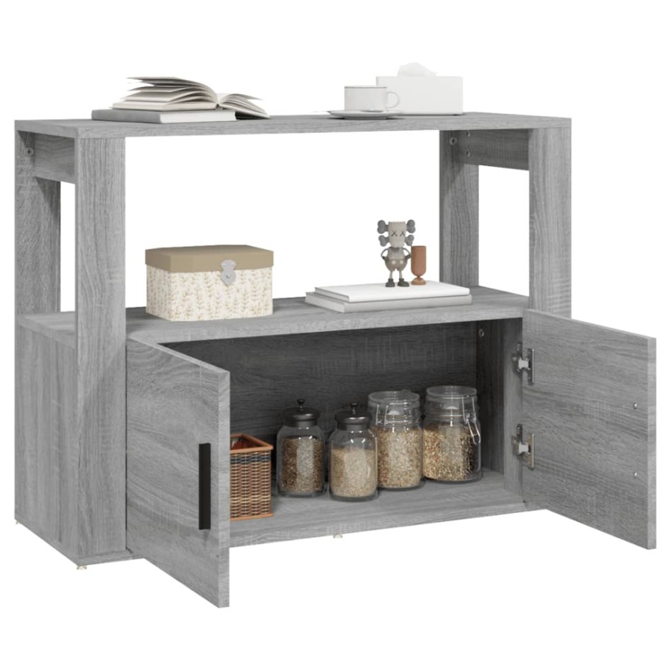Aparador de madera contrachapada gris Sonoma 80x30x60