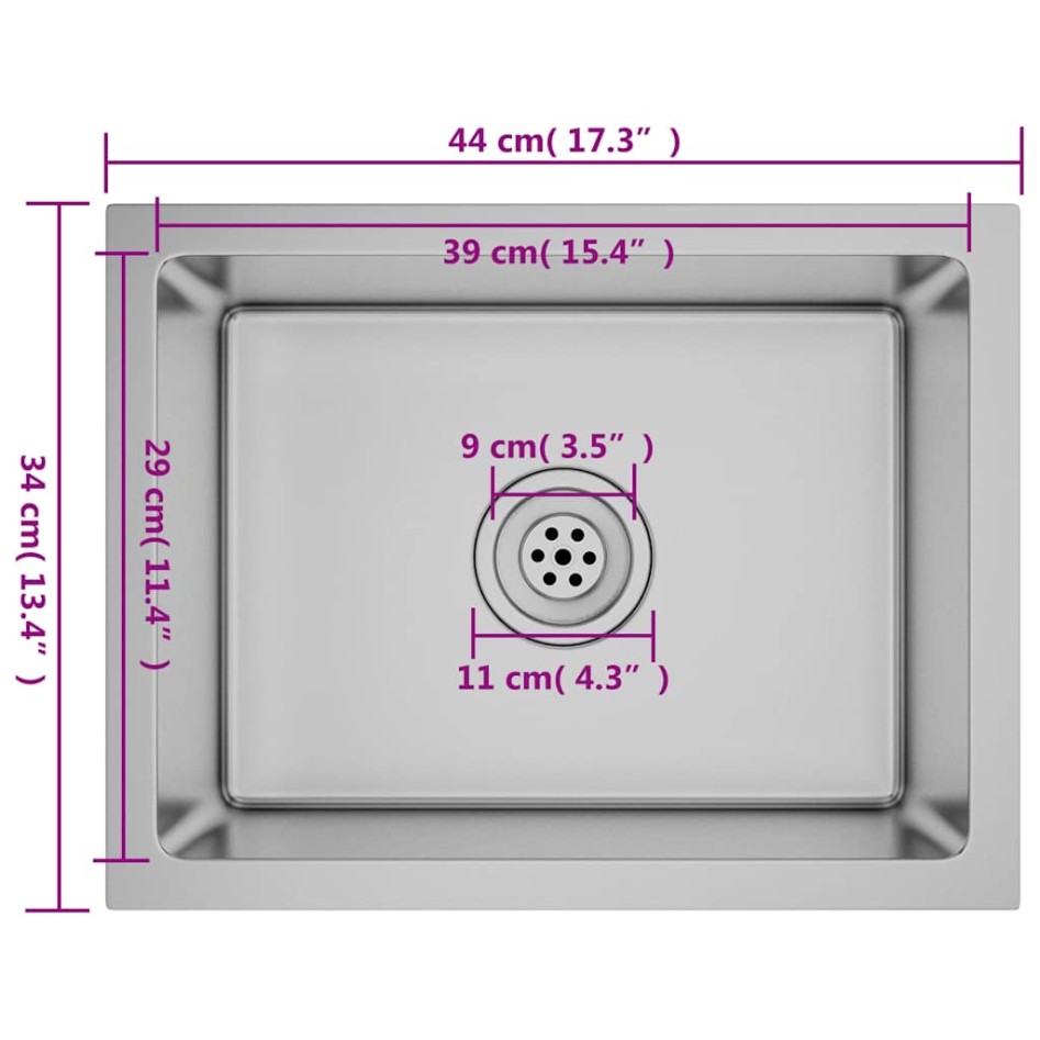 Fregadero de cocina hecho a mano acero